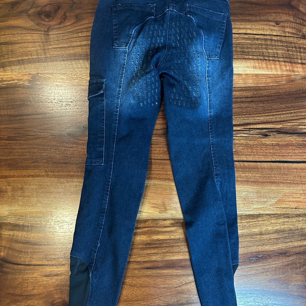 Women’s Petite HH Unique Equestrian Blue Riding Pants with Black Details